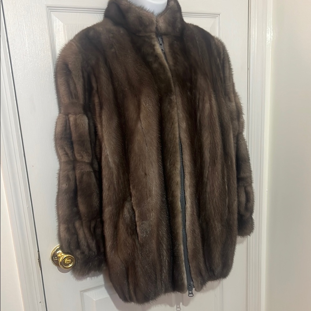 Glamorous Real MINK Jacket Size XL Zippered Big Front Pockets Made in USA 🇺🇸